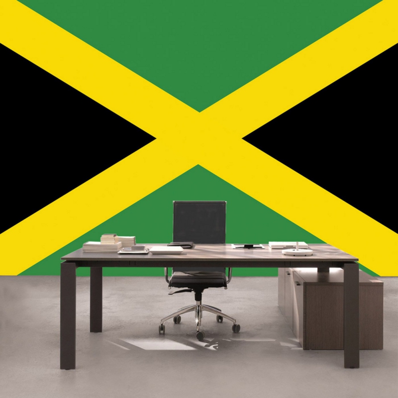 Vlies Fototapete 1557 - Geographie Tapete Jamaica Flagge Insel Karibik gelb