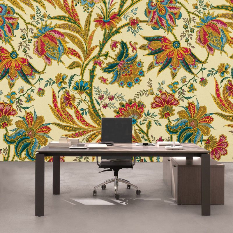 Vlies Fototapete 2260 - Kunst Tapete Blumen Blüten Blätter Abstrakt bunt