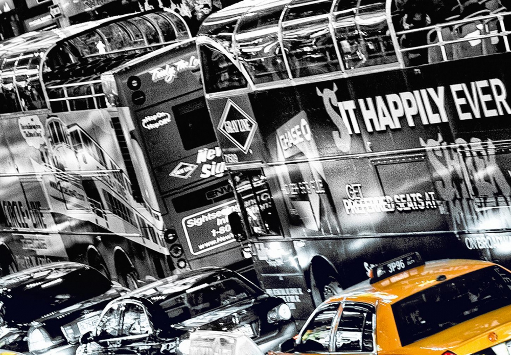 Fototapete CABS QUEUE 366x254cm yellow Taxi New York gelb Times Square Manhattan