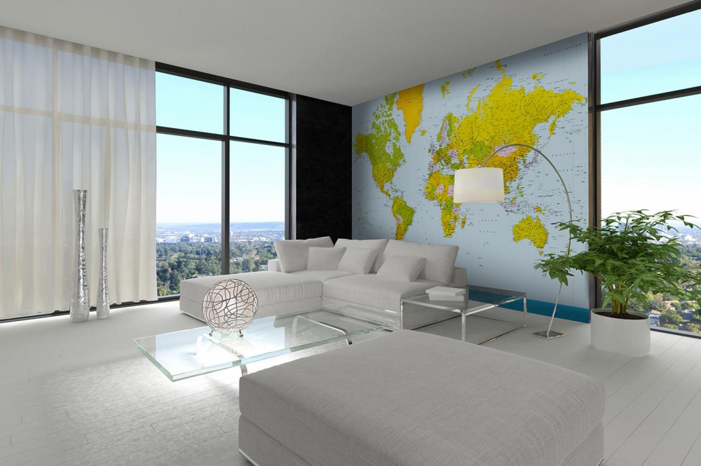Fototapete MAP WORLD 366x254cm Weltkarte Flaggen Grenzen Landkarte Fahnen Länder
