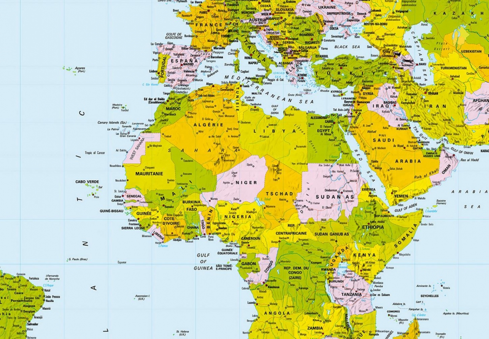 Fototapete MAP WORLD 366x254cm Weltkarte Flaggen Grenzen Landkarte Fahnen Länder