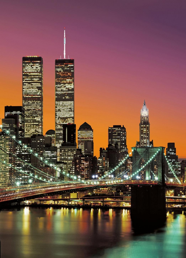 KiSS!, Fototapeten, Thermogläser und Leuchtpflastersteine. - Fototapete  MANHATTAN 183x254 Twintowers New York Hudson New York Brooklyn Bridge