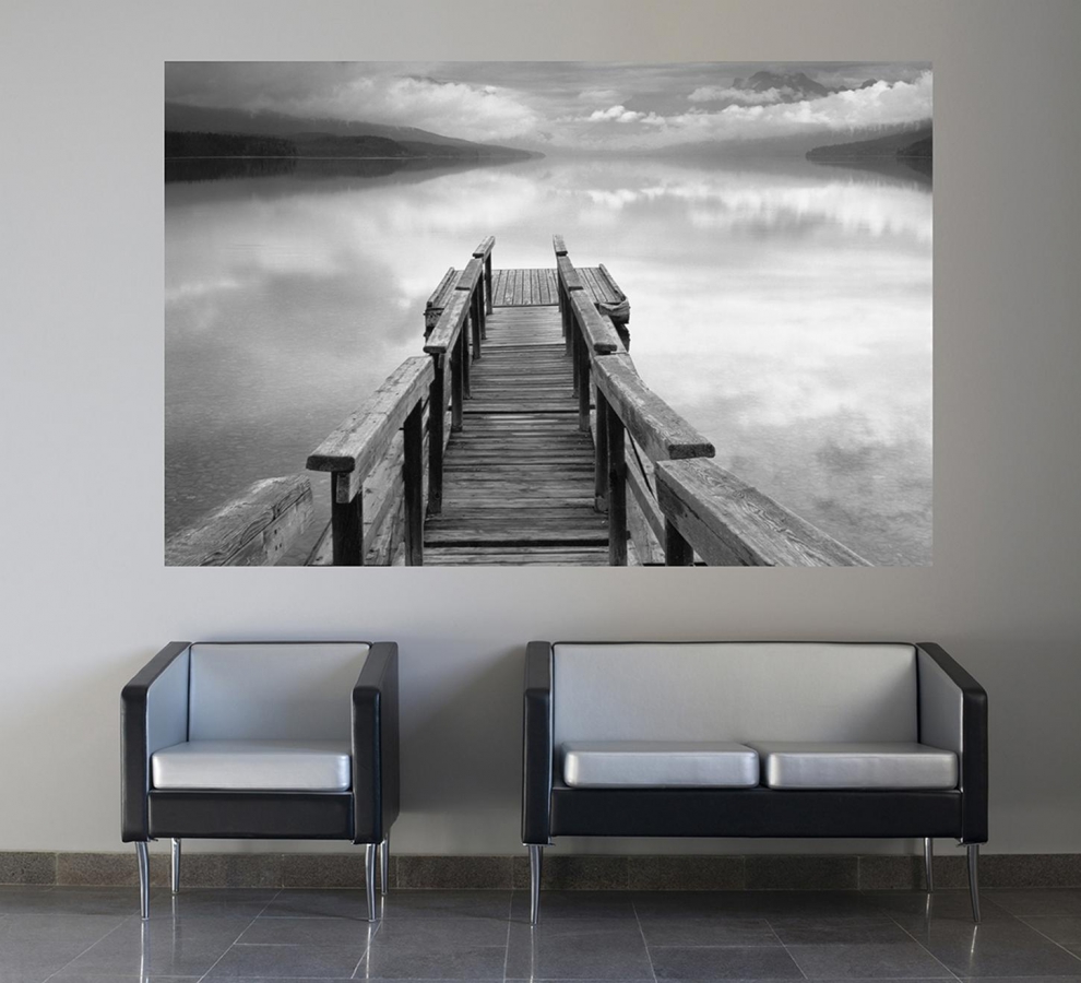 Fototapete INFINITY 175x115 Holz Steg See s-w-Foto Hozsteb Bootssteg Meer Ozean